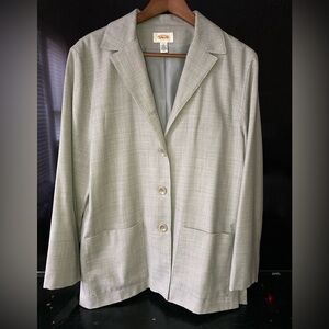 Talbots Pale Gray Checked Blazer Jacket